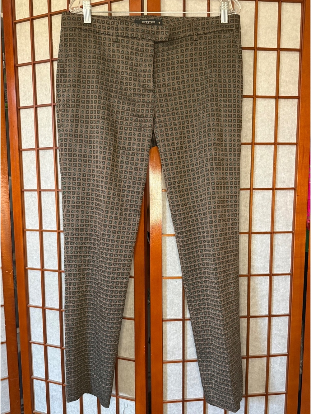 * Designer * ETRO Made in Italy Geometric Print Tailored Trousers – Size 48